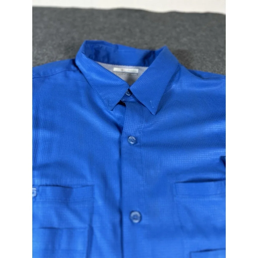 Columbia Bahama PFG‎ Mens Shirt XL Blue Omni-Shield Vented Lined